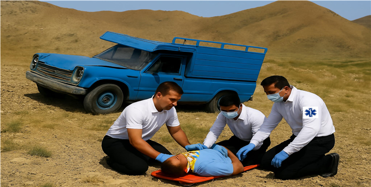 پوشش حادثه انحراف نیسان در پراشکفت دشت‌روم توسط اورژانس ۱۱۵
